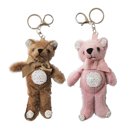 Rhinestone Ribbon Bear Plush Key Chain KC922-14R (12PC)
