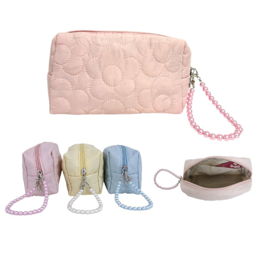 Solid Color Quilted Fabric Makeup Pouch JB5526-5 (12PC)