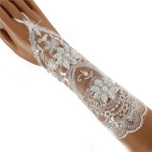 Floral Emboridery Lace Long Gloves WG225 (3pc)