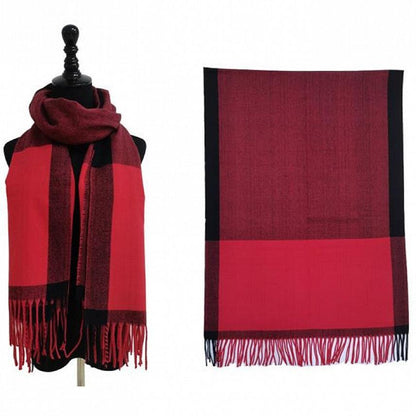 Two Tone Cashmere Feel Block Pattern Scarves SCF6560 (12PC)