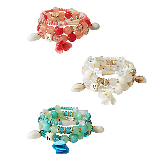 Letter N Flower Charm Ball Bracelet BR2221-27. (12PC)