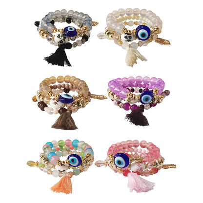 Evil Eye N Tassel Ball Bracelet BR2521-35 (12PC)