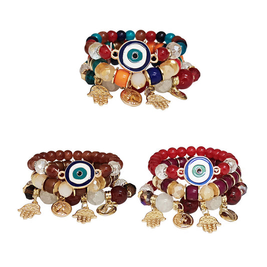 Hamsa N Evil Eye Charm Ball Bracelet BR2521-54. (12PC)