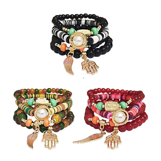 Pearl N Hamsa Charm Ball Bracelet BR2521-58. (12PC)