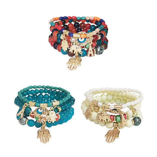 Elephant N Hamsa Charm Ball Bracelet BR2521-62. (12PC)