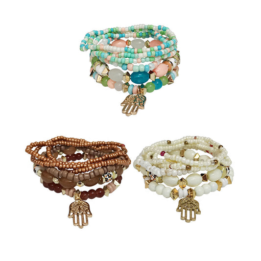 Hamsa Charm Bead Bracelet BR2521-74. (12PC)