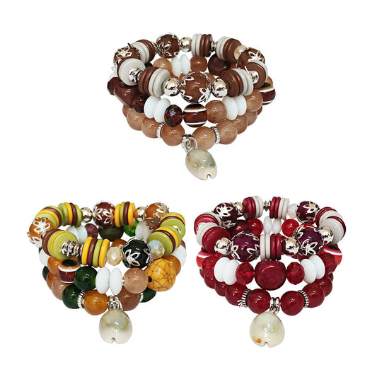 Natural Stone Shell Charm Bracelet BR2521-76. (12PC)
