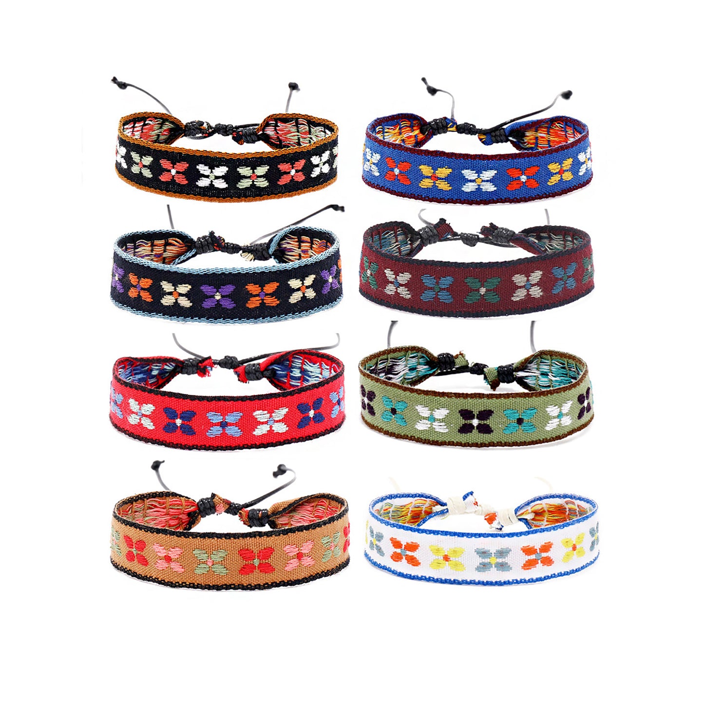 Thread Woven Flower Pattern Bracelet BR2826-40 (12PC)