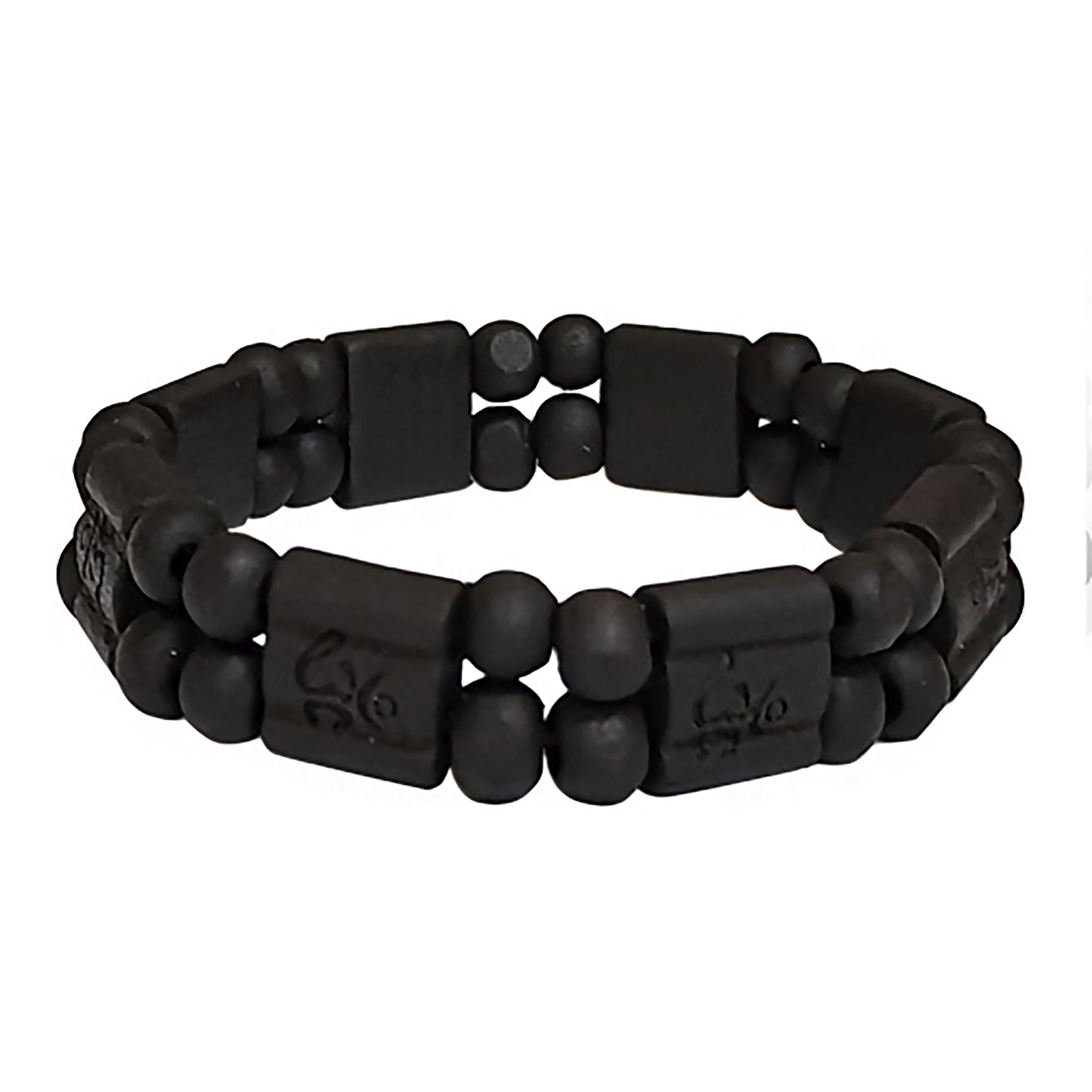 Black Wooden 2 Row Bracelet BR2908-13 (12PC)