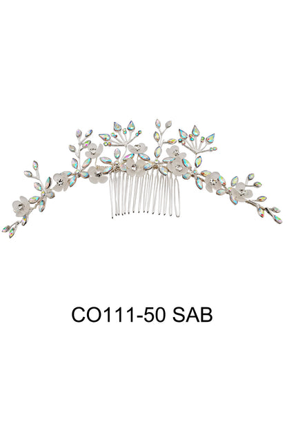 Crystal Flower Decor Tiara Hair Comb CO111-50 (1pc)