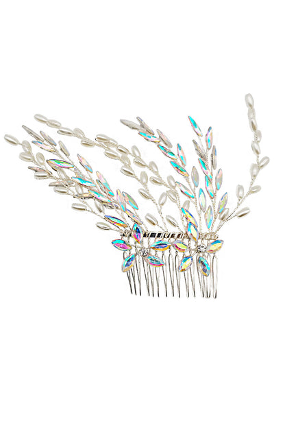 Pearl Crystal Decor Tiara Hair Comb CO111-51 (1pc)