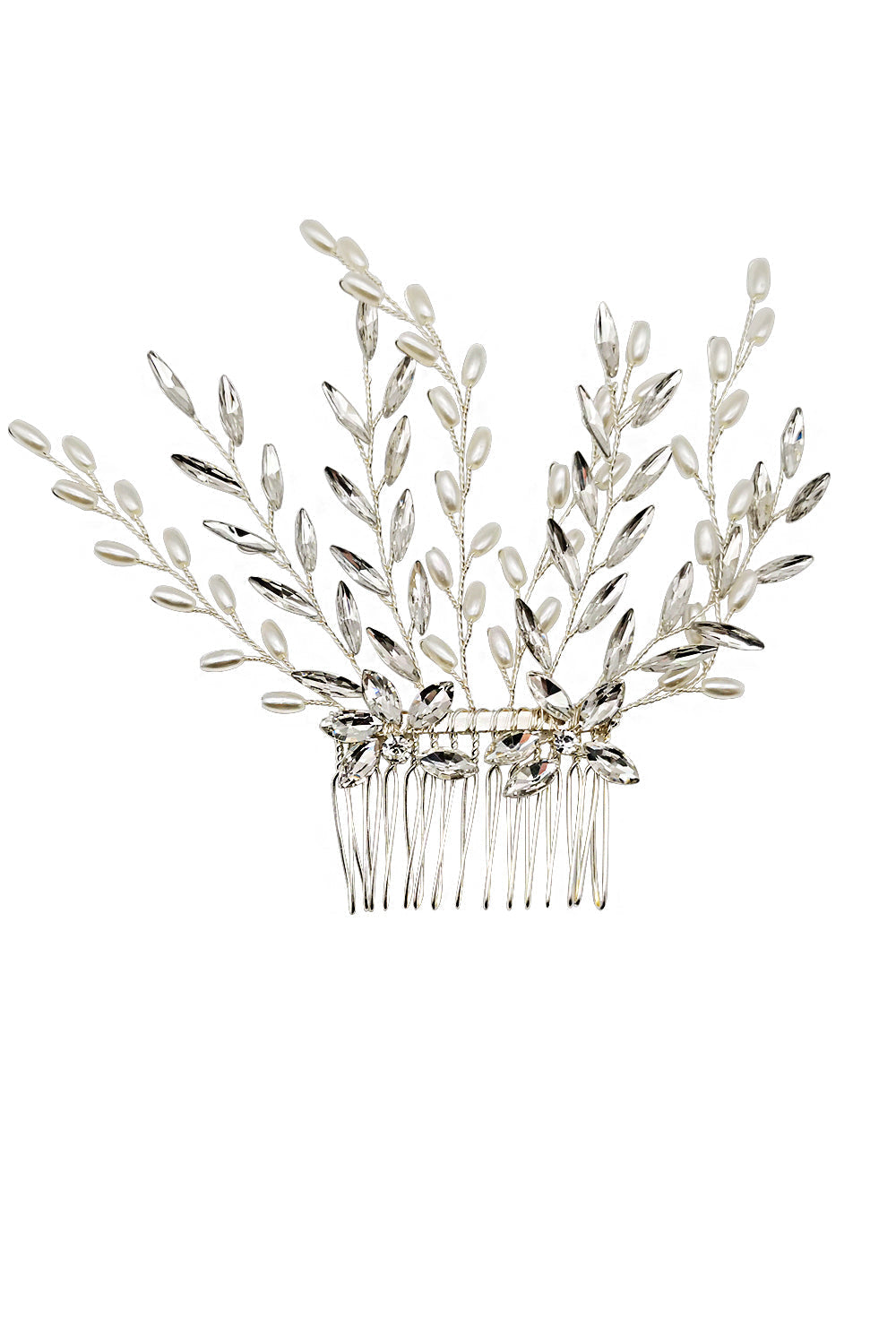 Pearl Crystal Decor Tiara Hair Comb CO111-51 (1pc)