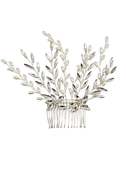 Pearl Crystal Decor Tiara Hair Comb CO111-51 (1pc)