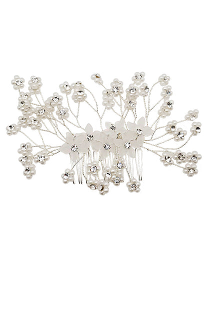 Pearl Flower Decor Tiara Hair Comb CO111-52 (1pc)