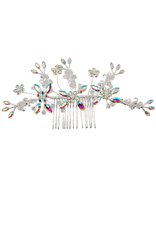 Crystal Flower Decor Tiara Hair Comb CO1113-61 (1pc)