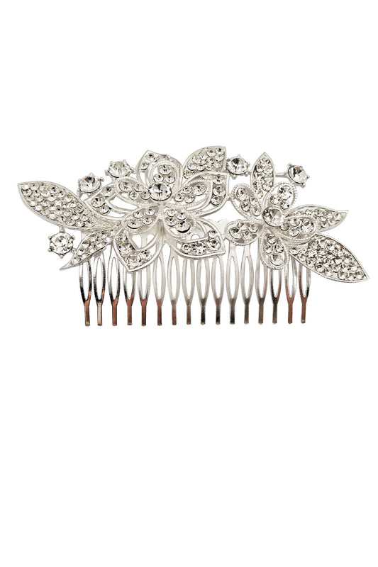 Rhinestone Flower Decor Tiara Hair Comb CO1113-66 (1pc)