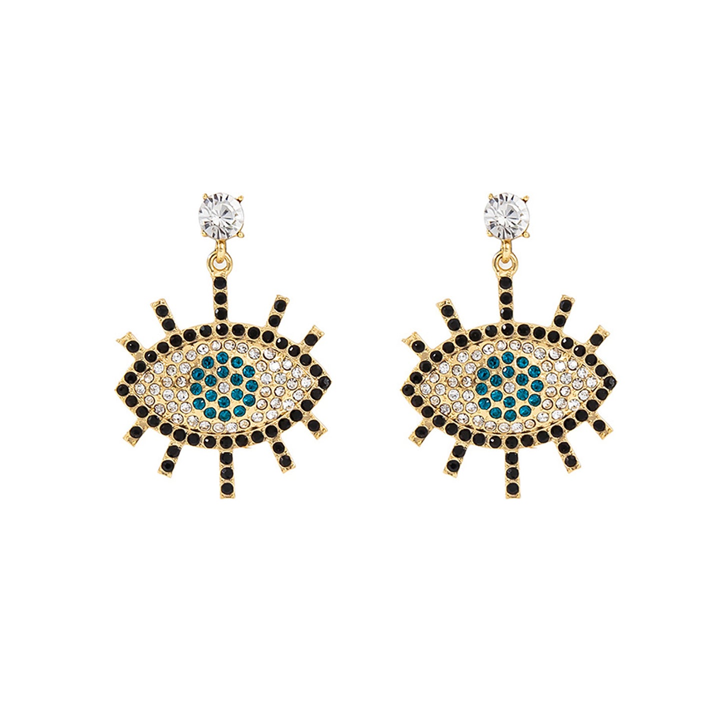 Rhinestone Evil Eye Earring ER904-15(12PCS)