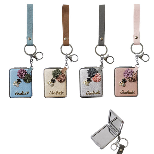 Flower Decor Good Luck Mirror Key Chain KC3222-34-C (12PC)