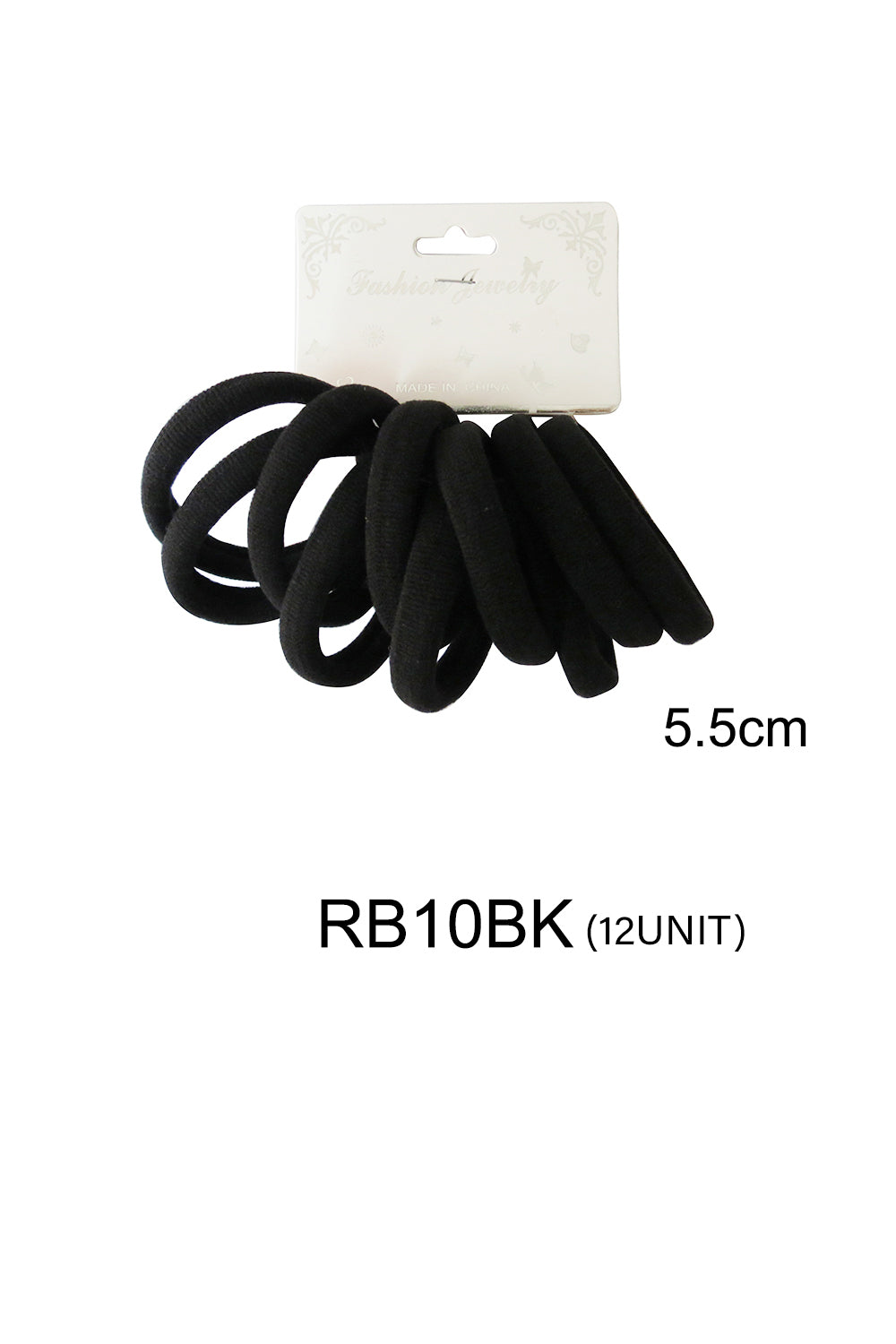 5.5CM BLACK HAIR TIE 10BK (12PC)