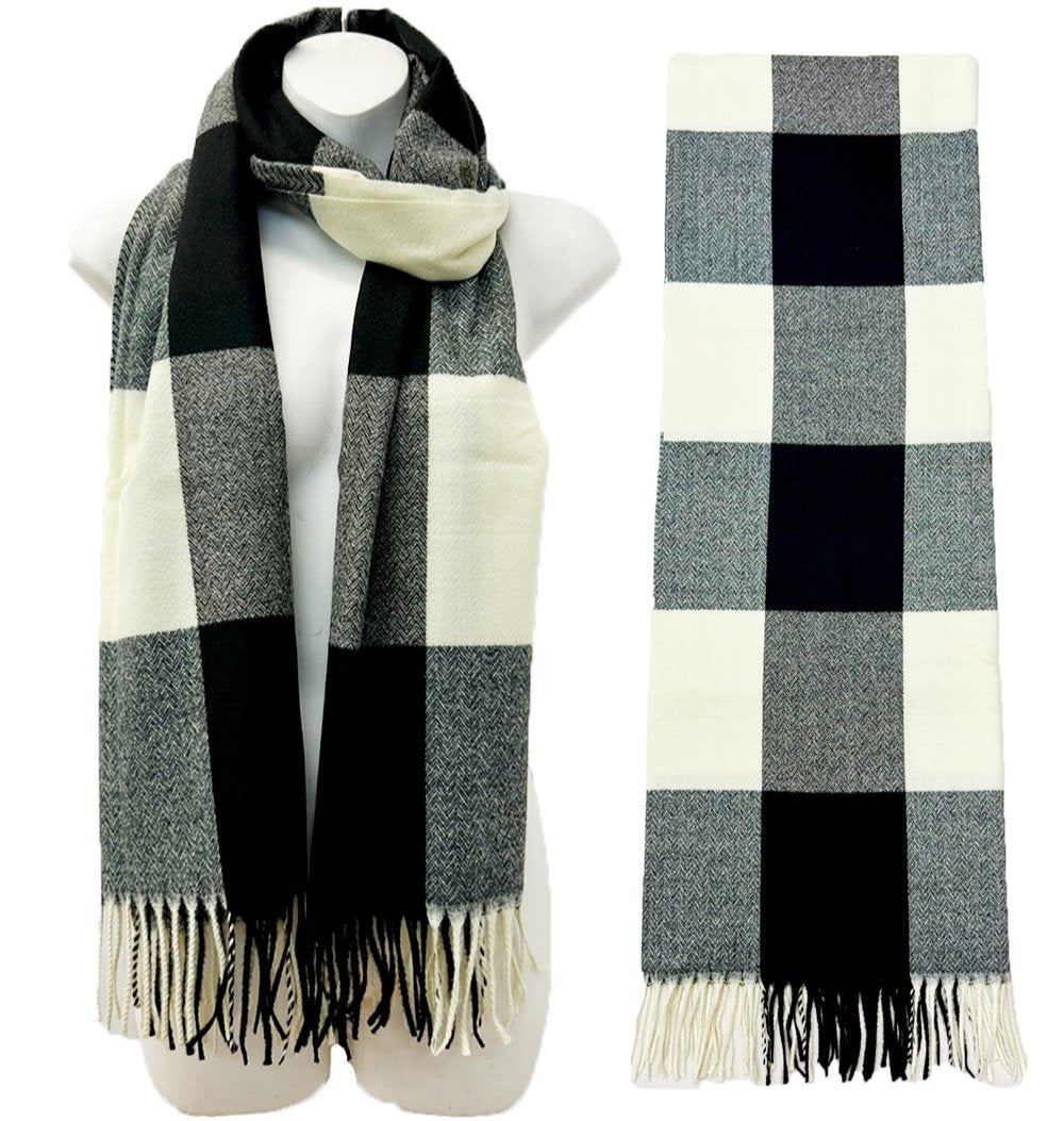 Cashmere Feel Check Pattern Scarves SCF1026-1 (12PC)