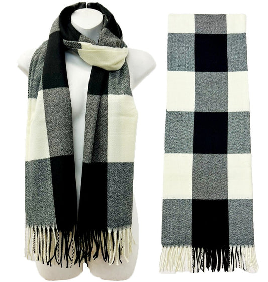 Cashmere Feel Check Pattern Scarves SCF1026-1 (12PC)