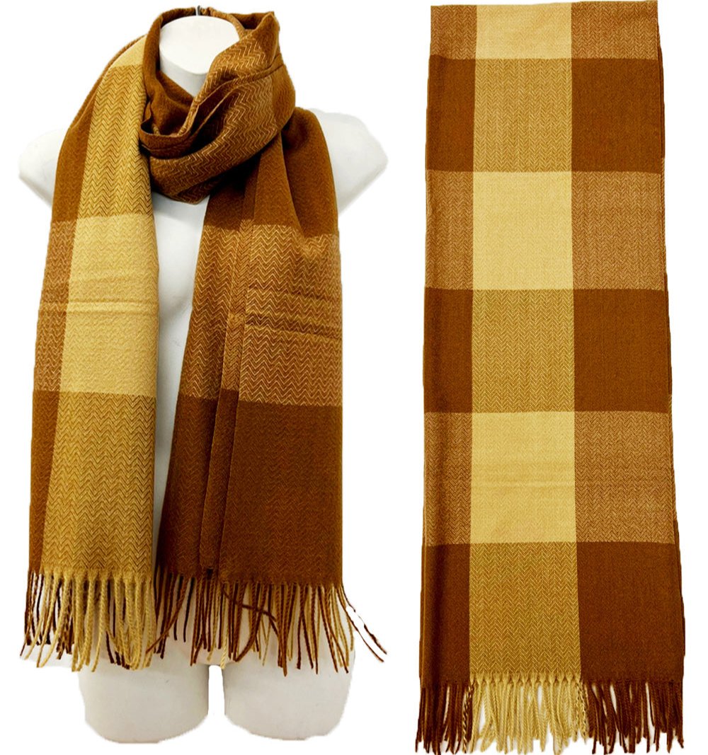 Cashmere Feel Check Pattern Scarves SCF1026-1 (12PC)