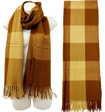 Cashmere Feel Check Pattern Scarves SCF1026-1 (12PC)