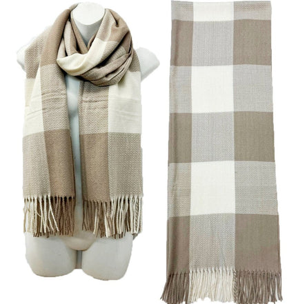 Cashmere Feel Check Pattern Scarves SCF1026-1 (12PC)