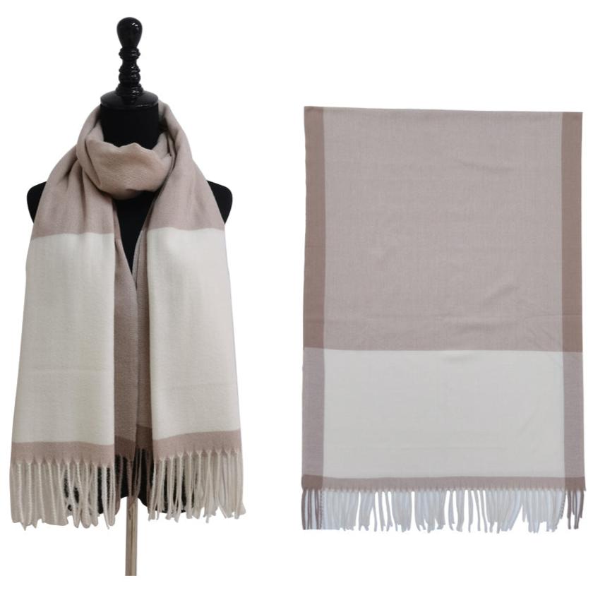Two Tone Cashmere Feel Block Pattern Scarves SCF6560 (12PC)
