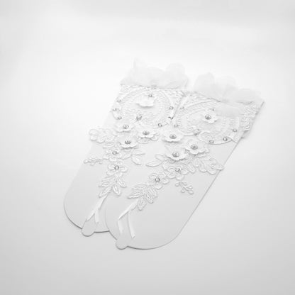 Floral Emboridery Lace Long Gloves WG218 (3pc)