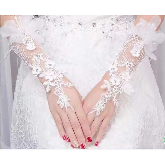 Floral Emboridery Lace Long Gloves WG218 (3pc)
