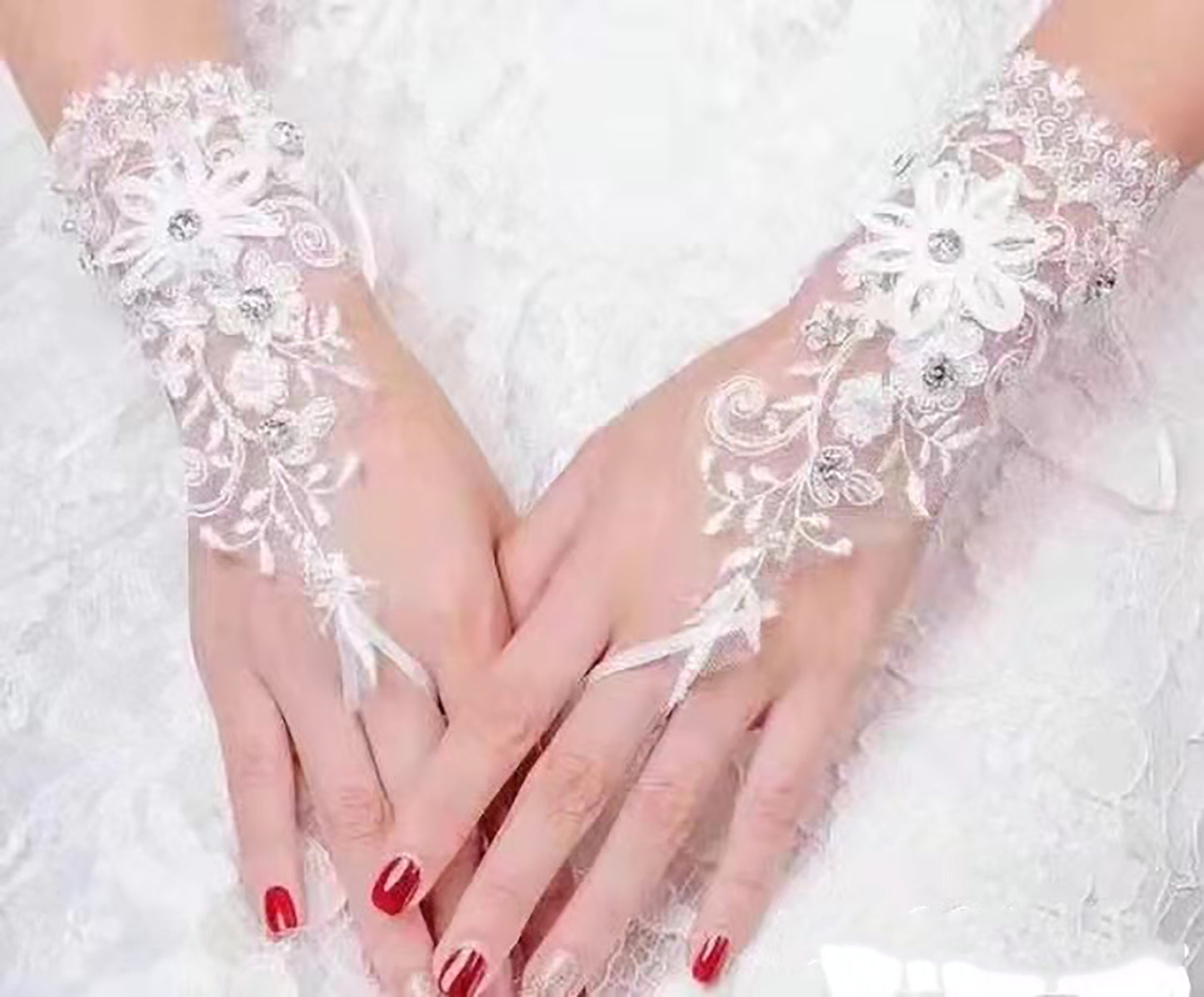 Floral Emboridery Lace Gloves WG221 (3pc)