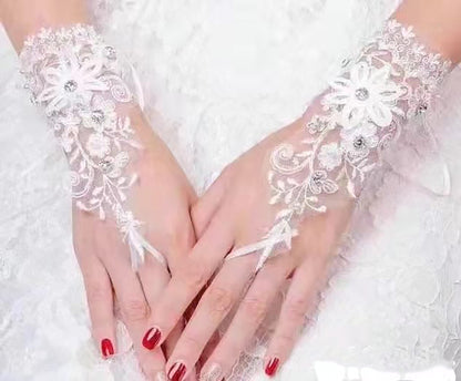 Floral Emboridery Lace Gloves WG221 (3pc)