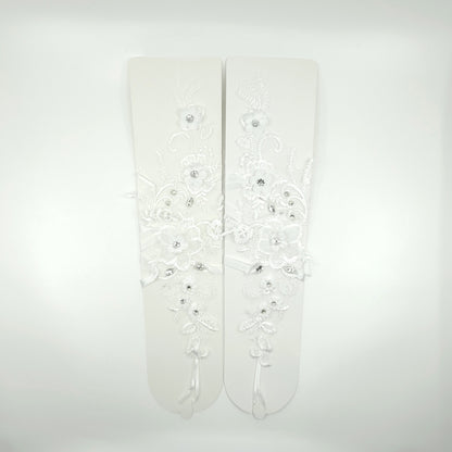 Floral Emboridery Lace Long Gloves WG222-C (3pc)