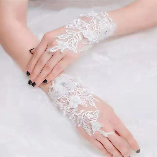 Floral Emboridery Lace Gloves WG224 (3pc)
