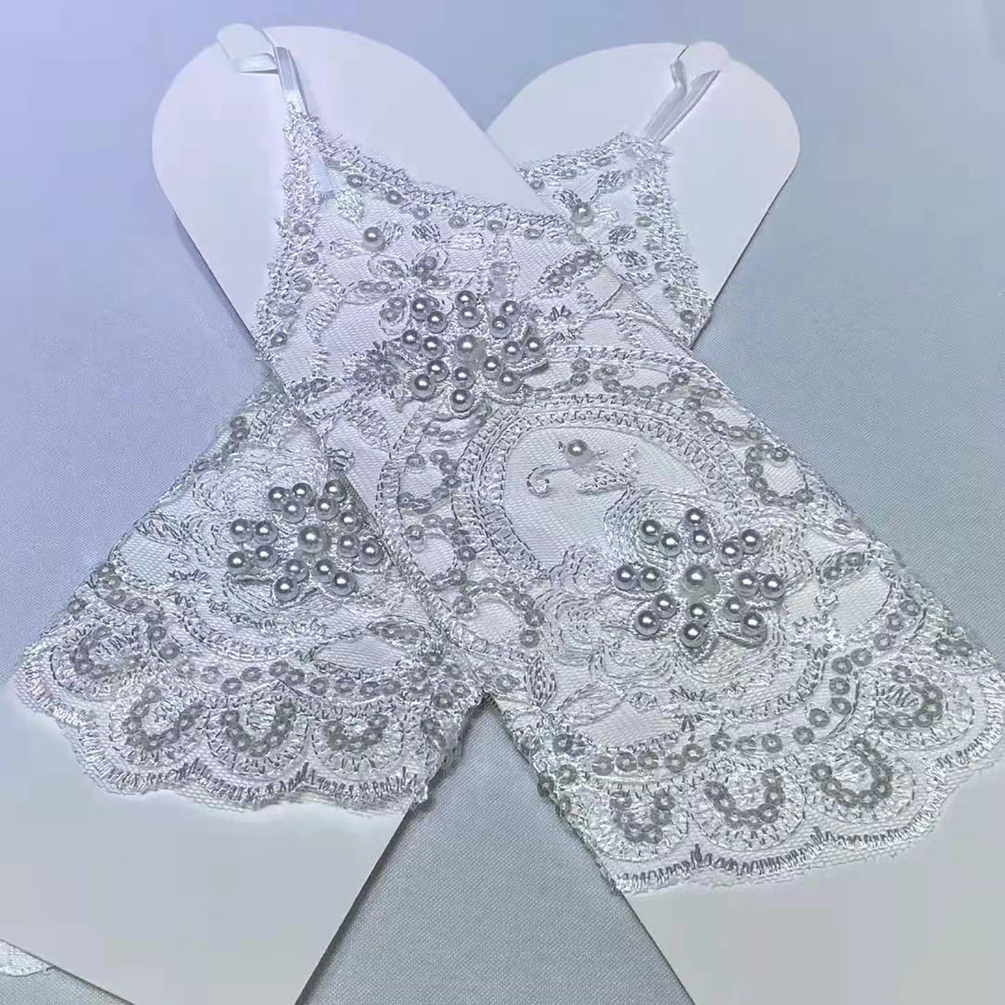 Floral Emboridery Lace Long Gloves WG225 (3pc)