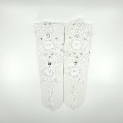 Floral Emboridery Lace Long Gloves WG227 (3pc)