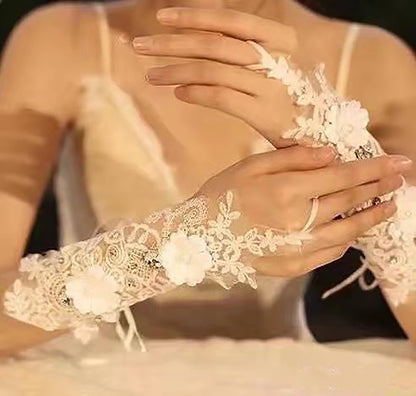 Floral Emboridery Lace Long Gloves WG227 (3pc)