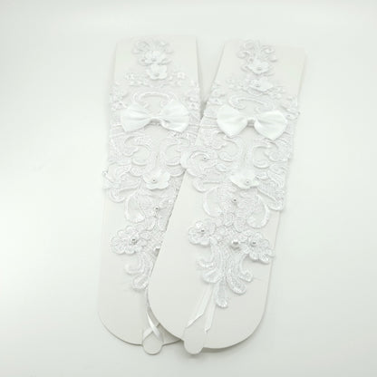 Floral Emboridery Lace Long Gloves WG228-C (3pc)