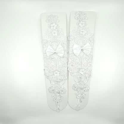 Floral Emboridery Lace Long Gloves WG228-C (3pc)